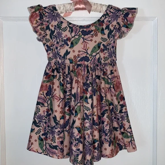 Dot Dot Smile Pink Purple Floral Bird Dress 12-24M EUC - Picture 11 of 11